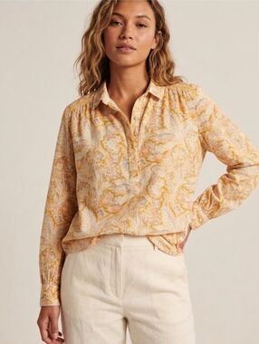 Sundance Womens Yellow Poppy Bloom Button Down Blouse - Size Large
